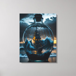 Ship in a magical bottle wall art