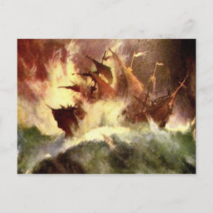 Ship in a storm postcard