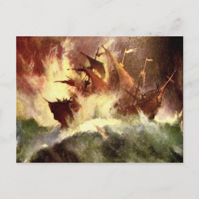 Ship in a storm postcard (Front)