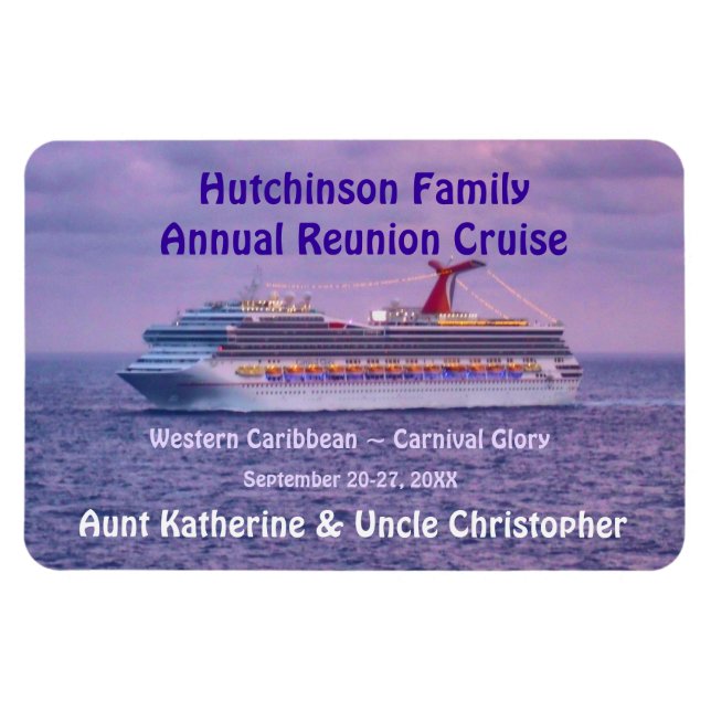 Ship in Purple Hztl Stateroom Door Marker Magnet (Horizontal)