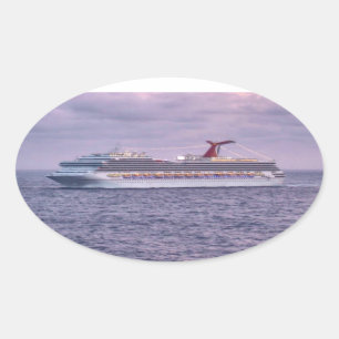 Ship in Purple Oval Sticker