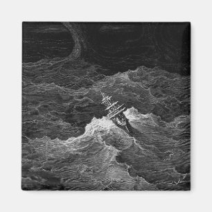 Ship in stormy sea magnet