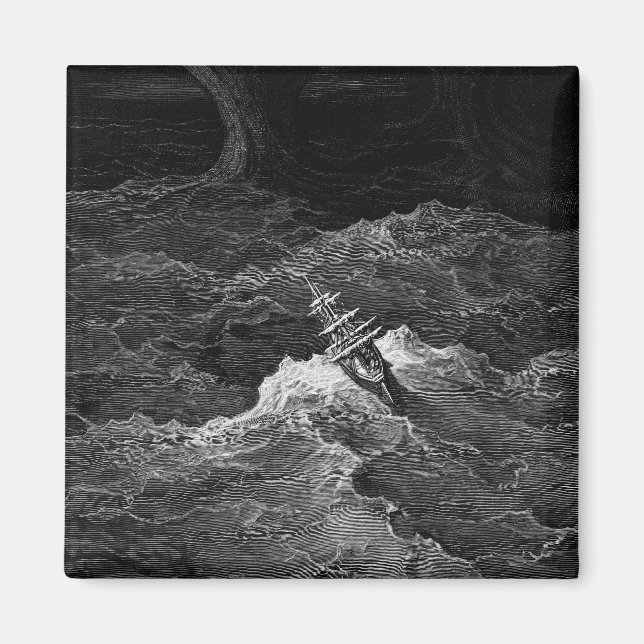 Ship in stormy sea magnet (Front)