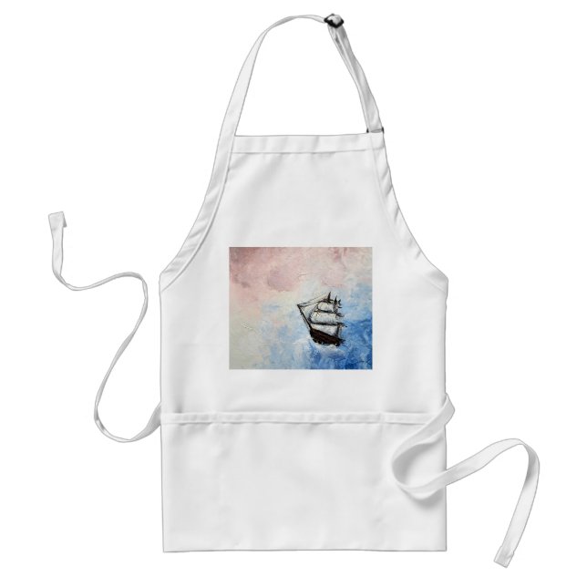 Ship in the Clouds Mystery Borders Sea Ocean Waves Standard Apron (Front)
