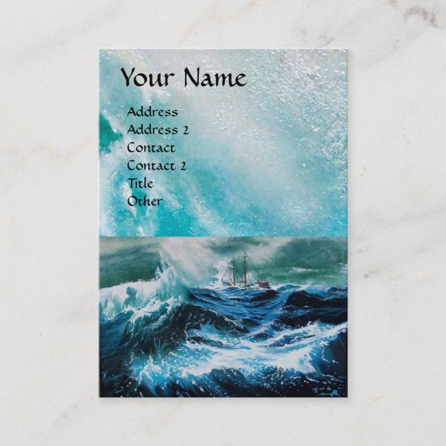 Ship In the Sea in Storm Business Card (Front)