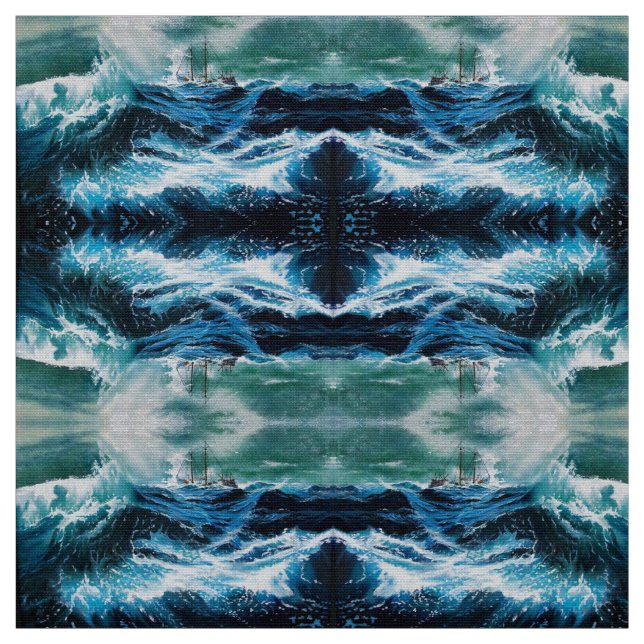 Ship In the Sea in Storm Fabric (Swatch)