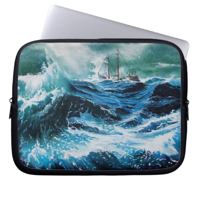 Ship In the Sea in Storm Laptop Sleeve (Front)