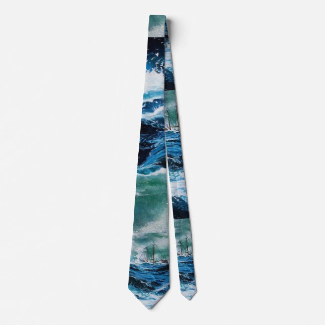 Ship In the Sea in Storm Tie (Front)
