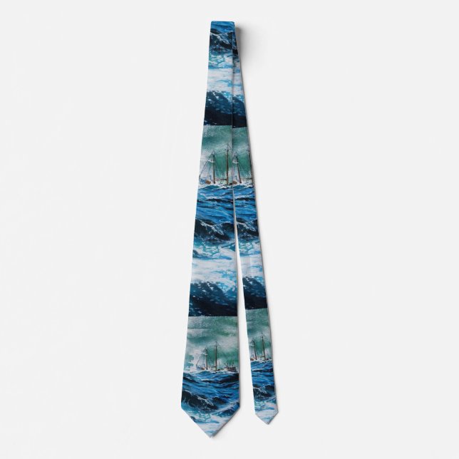 Ship In the Sea in Storm Tie (Front)