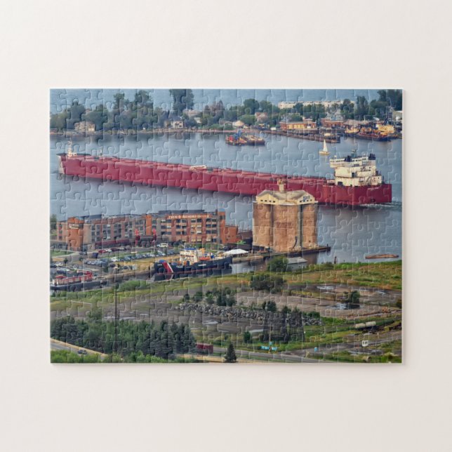 Ship Leaving the Bay in Duluth Minnesota Jigsaw Puzzle (Horizontal)