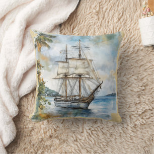 Ship Ocean Nautical Painting Cushion