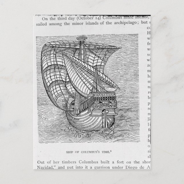 Ship of Columbus' Time' Postcard (Front)