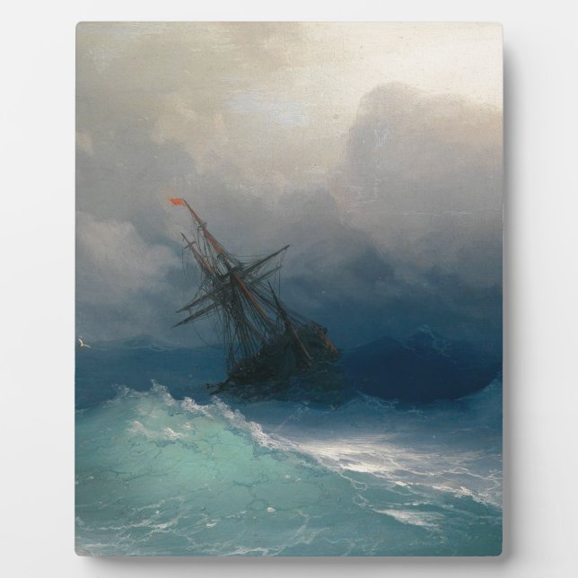 Ship on Stormy Seas, Ivan Aivazovsky Plaque (Front)