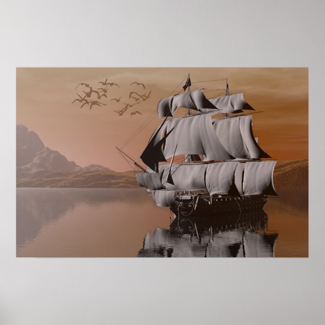 ship on the sea poster (Front)
