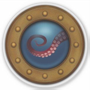 Ship Porthole With Sea Monster Tentacle Steampunk