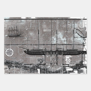 Ship Register Wrapping Paper Sheet