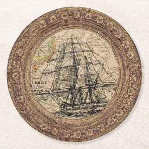 ship round paper coaster