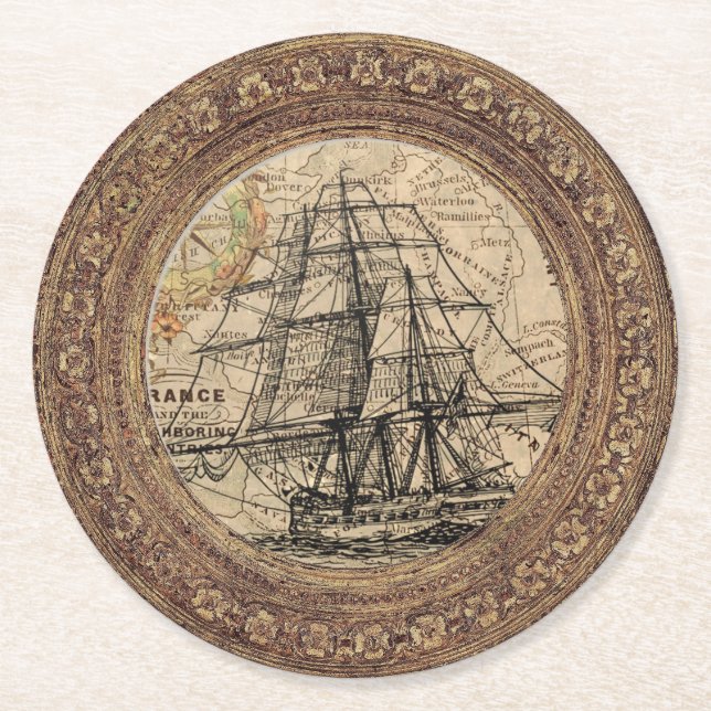ship round paper coaster (Front)