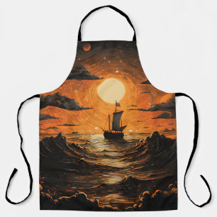 Ship sailing in the night apron