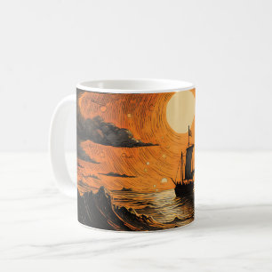 Ship sailing in the night coffee mug