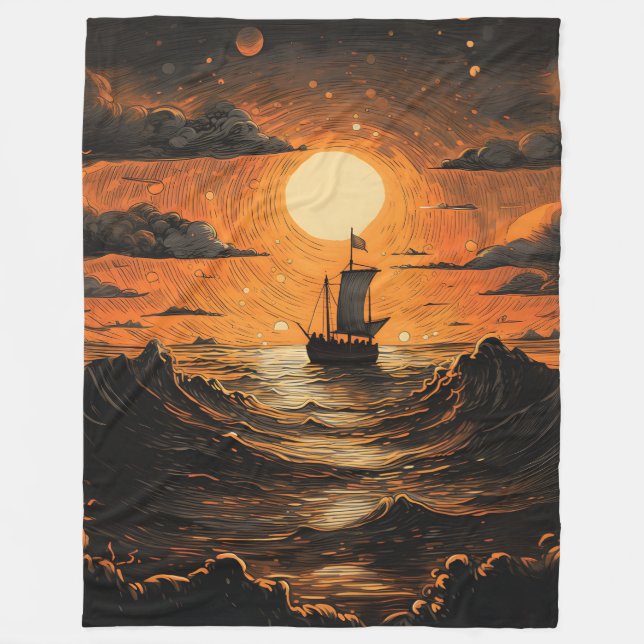 Ship sailing in the night  fleece blanket (Front)
