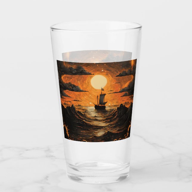 Ship sailing in the night  glass (Front)