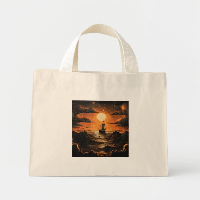 Ship sailing in the night  mini tote bag (Front)