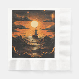 Ship sailing in the night napkin