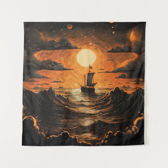 Ship sailing in the night  tapestry (Front)