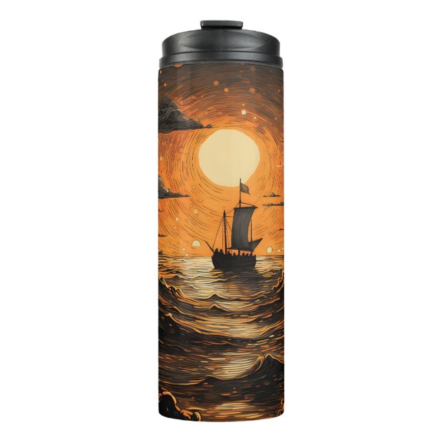 Ship sailing in the night  thermal tumbler (Front)