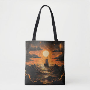 Ship sailing in the night  tote bag