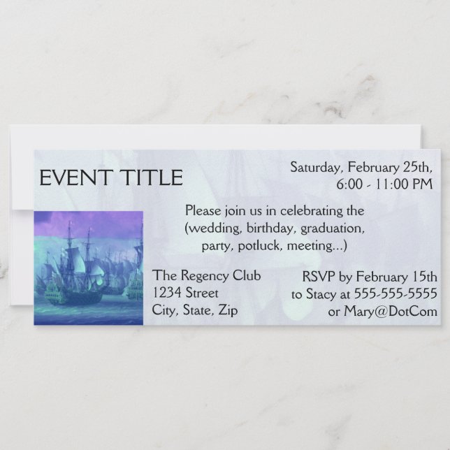 Ship Sailing on the High Seas. Invitation (Front)