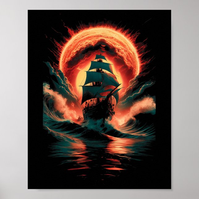 Ship Sailing  Poster (Front)