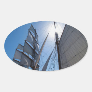 Ship Sails Background Oval Sticker