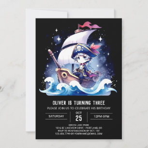Ship Simple Pirate Birthday Invitation