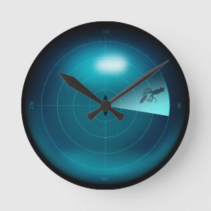 Ship Sonar Screen Kraken Giant Squid Nautical Round Clock