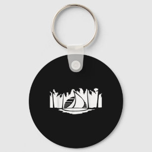 Ship Sun Palm Trees South Sea Evening Cool Sunset Key Ring