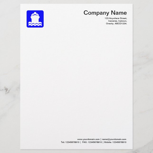 Ship Symbol - Blue Letterhead Template (Front)