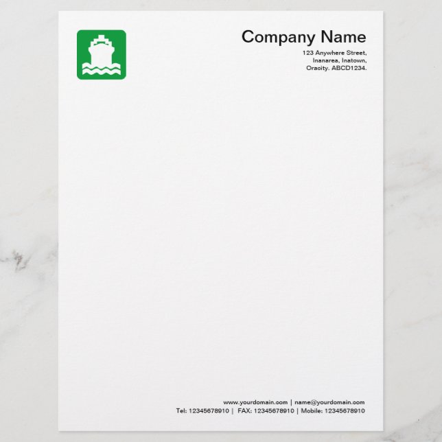 Ship Symbol - Grass Green Letterhead Template (Front)