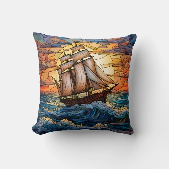 Ship Throw Pillow (Front)