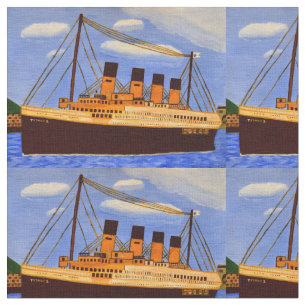 Ship Titanic cotton fabric