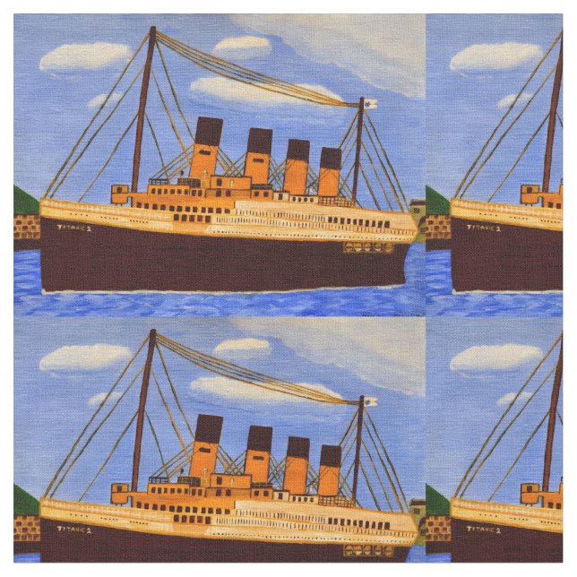 Ship Titanic cotton fabric  (Close Up)
