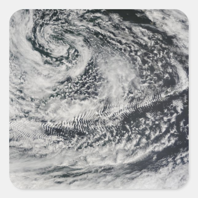 Ship-wave-shaped wave clouds 2 square sticker (Front)