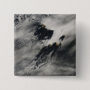 Ship-wave-shaped wave clouds and cloud vortices 15 cm square badge
