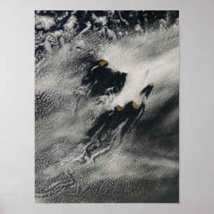 Ship-wave-shaped wave clouds and cloud vortices poster