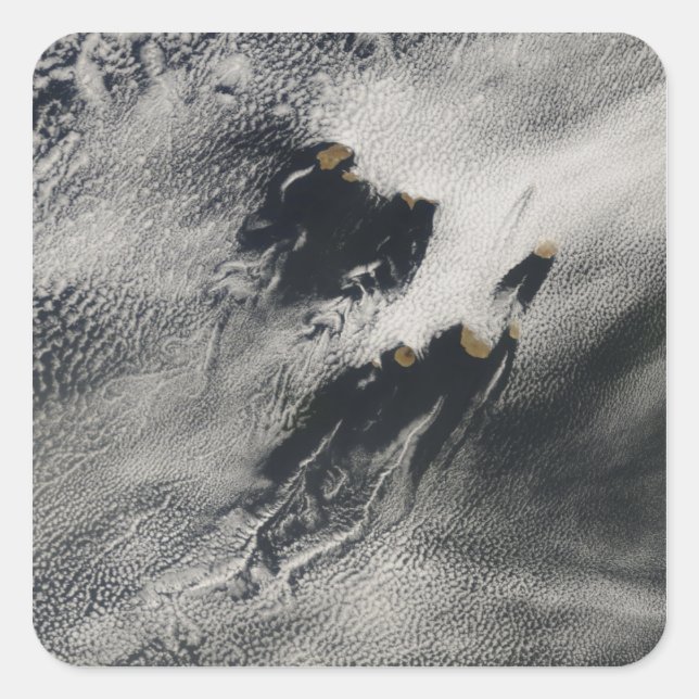 Ship-wave-shaped wave clouds and cloud vortices square sticker (Front)