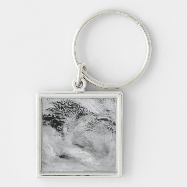 Ship-wave-shaped wave clouds key ring (Front)