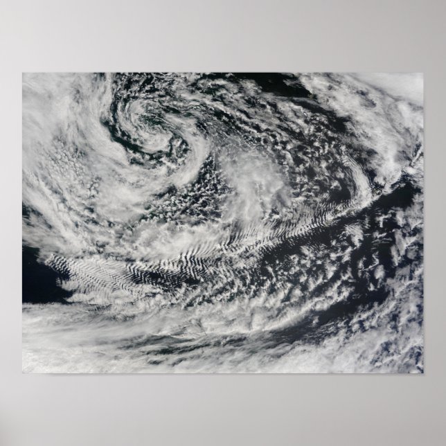 Ship-wave-shaped wave clouds poster (Front)