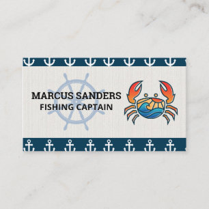 Ship Wheel Anchor Pattern Crab Logo Business Card