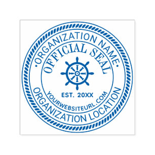 Ship Wheel Rope #2 Official Seal Name Loc URL Est Self-inking Stamp
